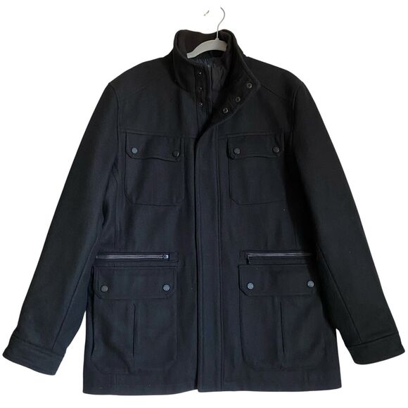 Michael Kors Other - Michael Kors Field Truck Wool Jacket Coat Men's L Black Quilted Lined Minimalist